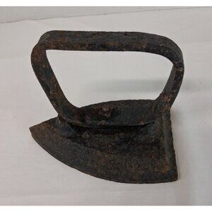 Antique Cast Iron Sad Iron Primitive Laundry Flat Iron w Bolted Handle 1890-1915